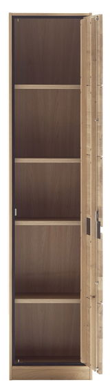Offener Aktenschrank aus Holz mit vier Regalböden, frontal betrachtet.