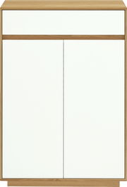 Moderner Schuhschrank in Holzoptik mit weißen Fronten, Frontalansicht