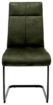 Grüner Schwingstuhl mit schwarzem Metallgestell, Frontalansicht