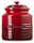 Rote Keksdose mit Deckel, seitliche Perspektive, Marke Le Creuset