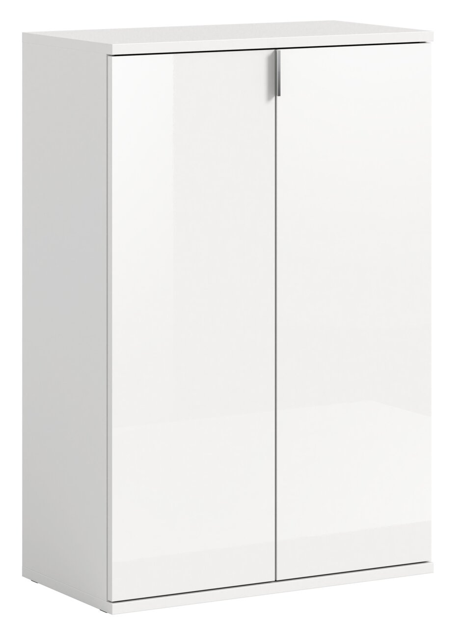 MID.YOU Schuhkommode PROJEKT X Weiße Schuhkommode mit zwei Türen, frontal betrachtet