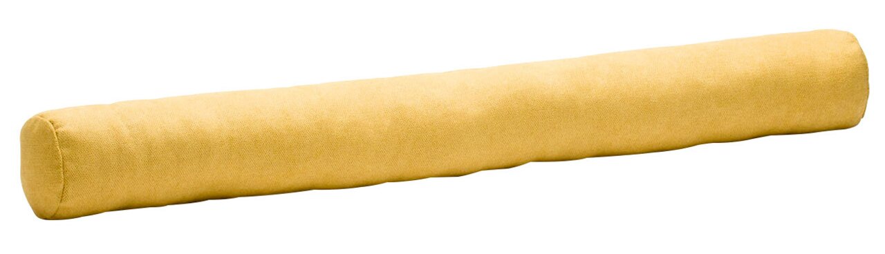 Gelbe Zugluftrolle aus 100% Polyester, seitliche Perspektive