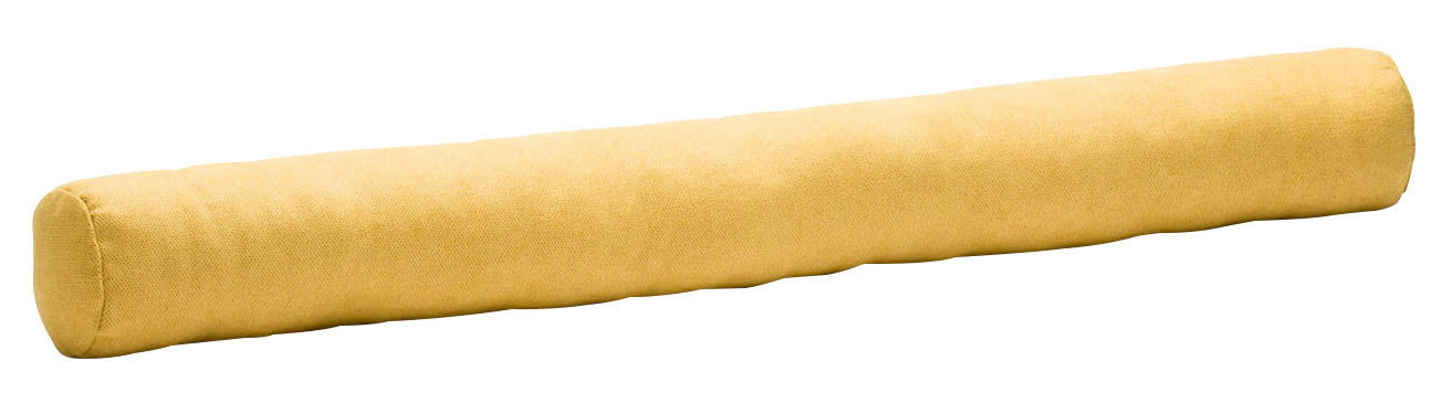 Gelbe Zugluftrolle aus 100% Polyester, seitliche Perspektive
