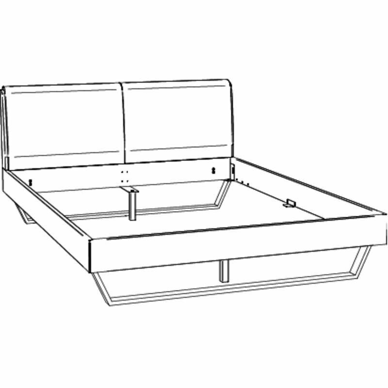 Bettgestell mit hohem Kopfteil, perspektivische Ansicht von vorne
