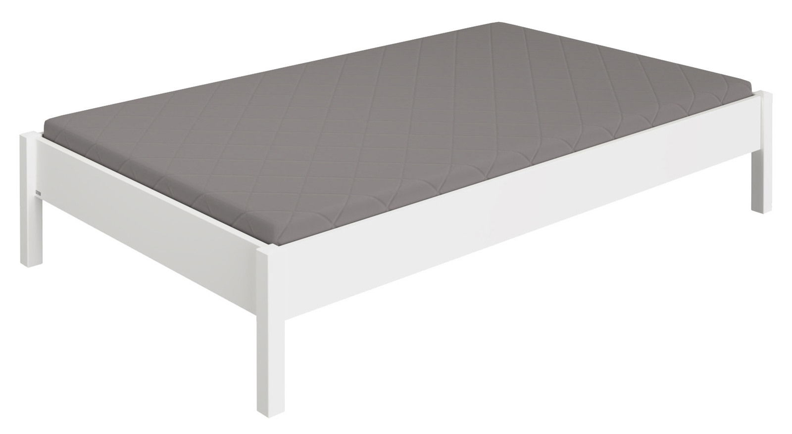 Paidi Studioliege TIAGO Studioliege mit weißem Rahmen und grauer Matratze, seitliche Perspektive