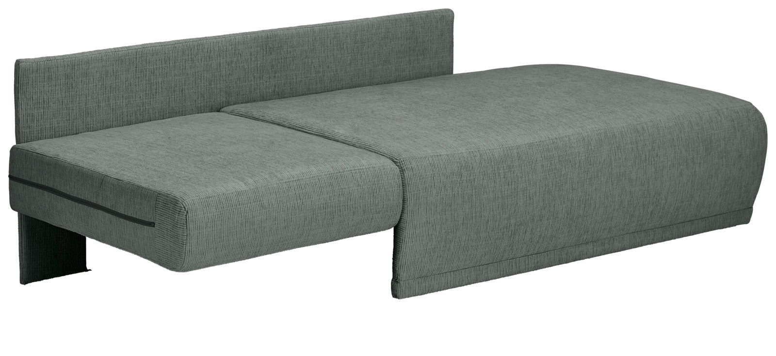 Graue Recamiere in seitlicher Perspektive mit modernem Design und klaren Linien.