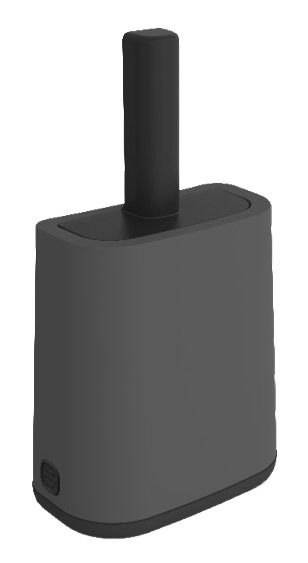 Graues Katzenstreu Reinigungsset mit ergonomischem Griff, seitliche Perspektive