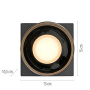 Deckenleuchte RIKA, quadratisch, schwarze Fassung mit zentralem Leuchtelement, Draufsicht