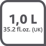Kapazitätssymbol für Isolierkanne SAMBA türkis, 1,0 Liter, 35,2 fl. oz. (UK), Vorderansicht