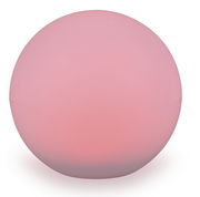 Runde, rosa Solarleuchte in Kugelform, frontal betrachtet