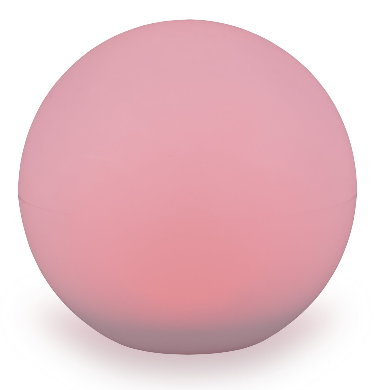 Runde, rosa Solarleuchte in Kugelform, frontal betrachtet