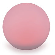 Runde, rosa Solarleuchte in Kugelform, frontal betrachtet