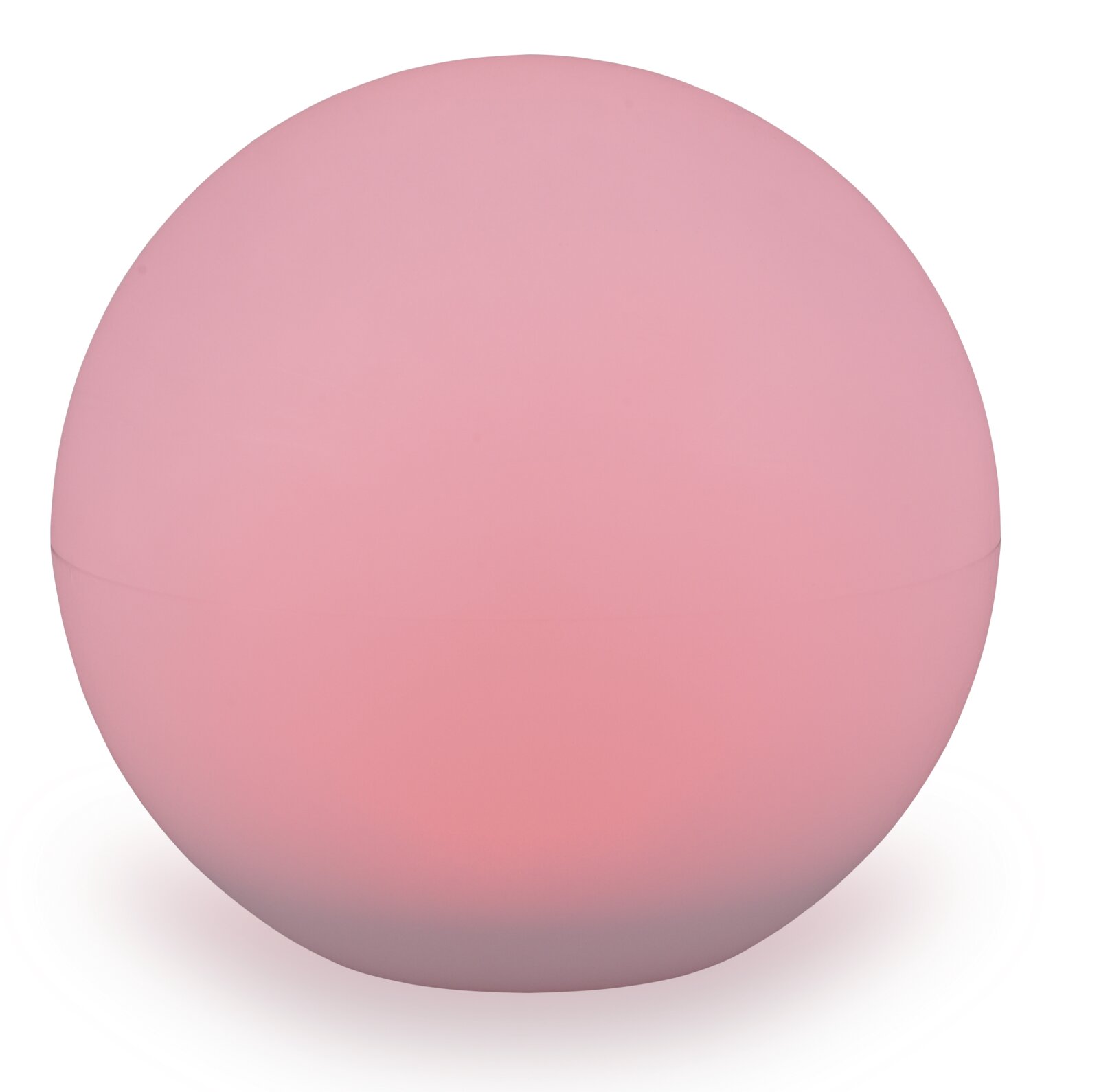 Runde, rosa Solarleuchte in Kugelform, frontal betrachtet
