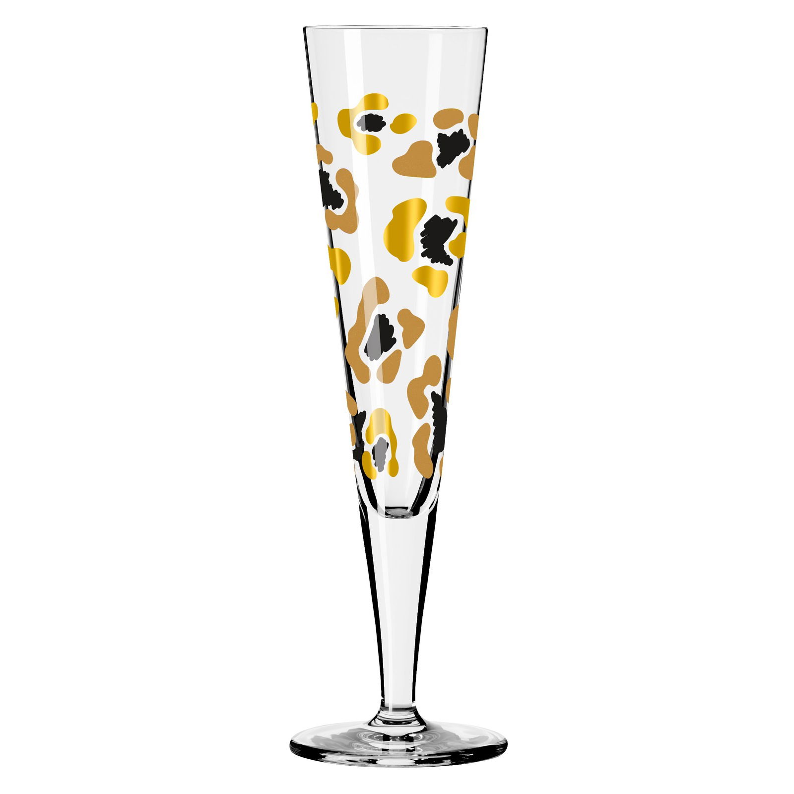 Champagnerglas mit Leopardenmuster, frontal abgebildet