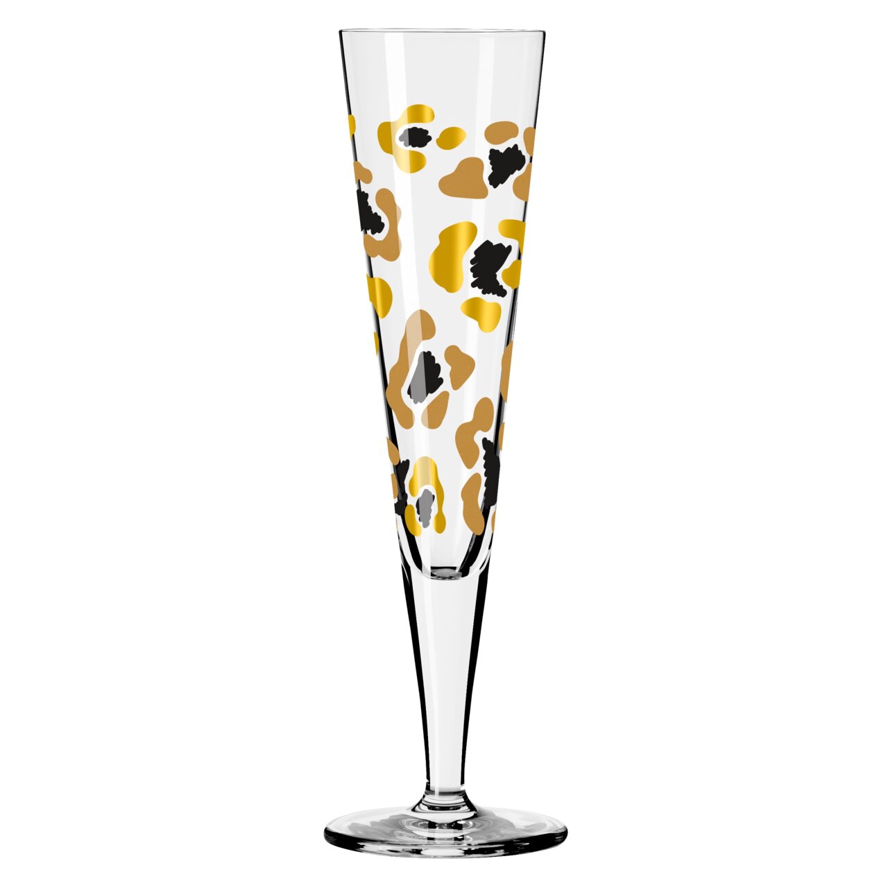 Champagnerglas mit Leopardenmuster, frontal abgebildet