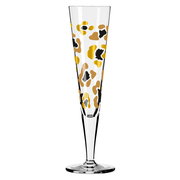 Champagnerglas mit Leopardenmuster, frontal abgebildet