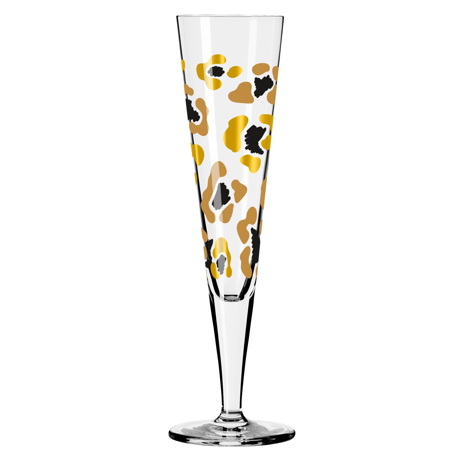 Champagnerglas mit Leopardenmuster, frontal abgebildet
