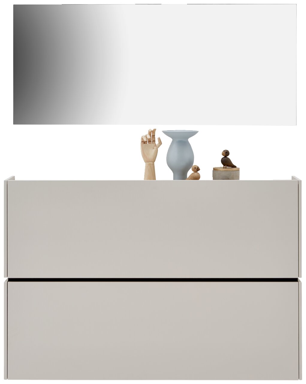 Voleo Garderoben-Set 1 UNIQUE Garderoben-Set in Kaschmir mit modernem Spiegel und dekorativen Elementen, Frontalansicht