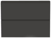 Frontansicht eines modernen, dunkelgrauen Hängeschuhschranks mit zwei Klappen.