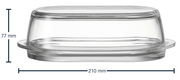 Glas-Butterdose Ciao, seitliche Ansicht, 210 mm lang, 77 mm hoch