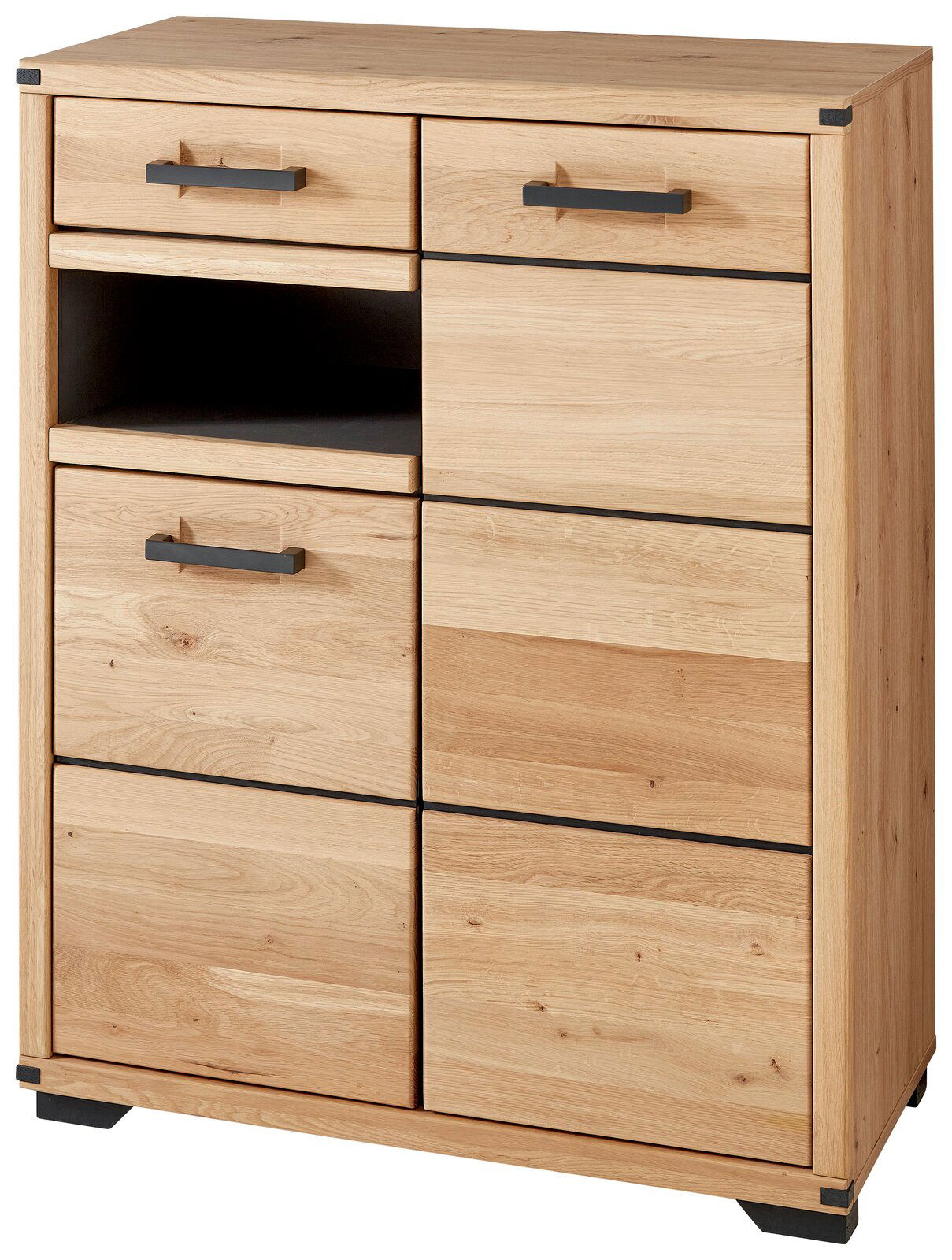 Linea Natura Schuhschrank GENUA II Schuhschrank aus Holz mit mehreren Schubladen und Fächern, frontal betrachtet