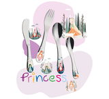 Kinderbesteck PRINCESS 4-tlg. mit bunten Prinzessinnenmotiven, Ansicht von oben