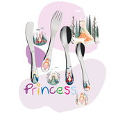 Kinderbesteck PRINCESS 4-tlg. mit bunten Prinzessinnenmotiven, Ansicht von oben