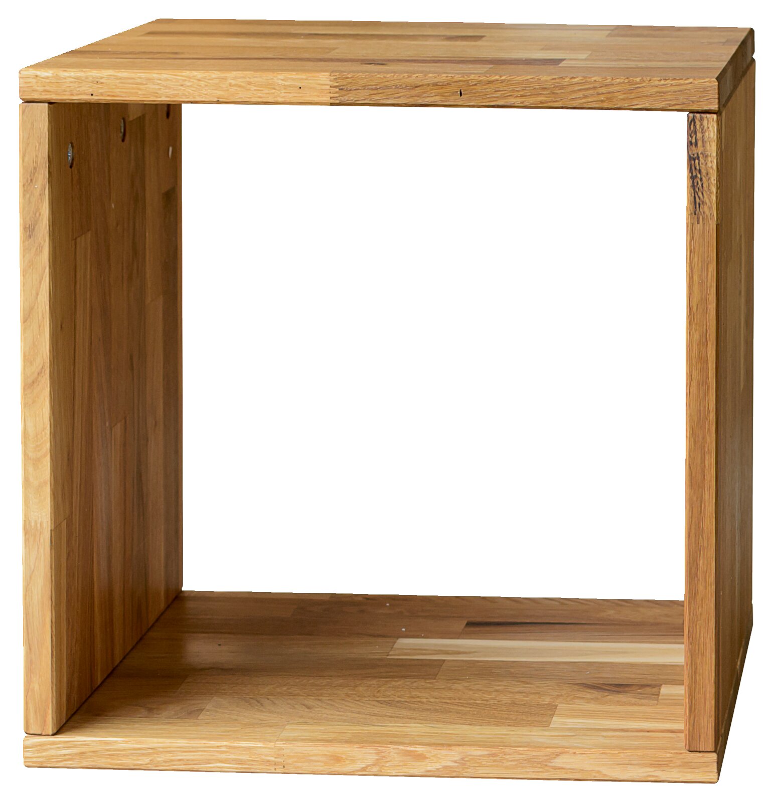 Houten plank 1x1 in natuurlijke houtlook, gezien vanaf de voorkant