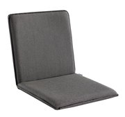 Graue Sitzschale aus Stoff, seitliche Perspektive