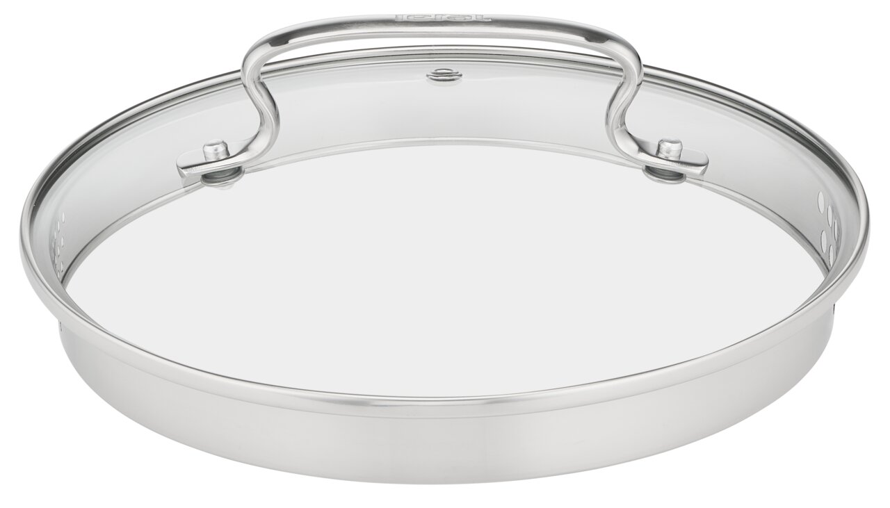 Topfdeckel aus Edelstahl mit Griffen, Ansicht von oben