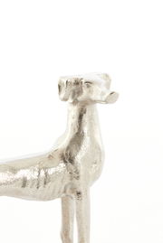 Silbernes Hundeskulptur-Ornament, seitliche Perspektive