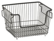 Stapelbarer Vorratskorb aus Metall, seitliche Perspektive