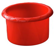 Rote Silikon-Rundform mit einem Durchmesser von 16 cm, seitliche Perspektive