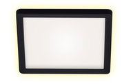 Quadratische LED-Deckenleuchte mit schwarzem Rahmen, Ansicht von unten