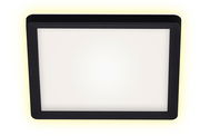 Quadratische LED-Deckenleuchte mit schwarzem Rahmen, Ansicht von unten