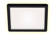 Vierkante led-plafondlamp met zwart frame, gezien van onderaf