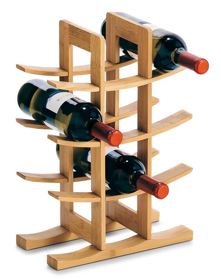 Weinregal aus Holz für 12 Flaschen, seitliche Perspektive