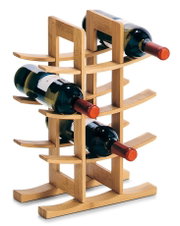 Weinregal aus Holz für 12 Flaschen, seitliche Perspektive