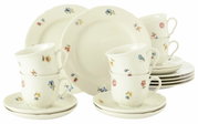 Koffieservies Marie-Luise, 18-delig, met bloemmotief, bestaande uit kopjes, schoteltjes en borden, zijaanzicht