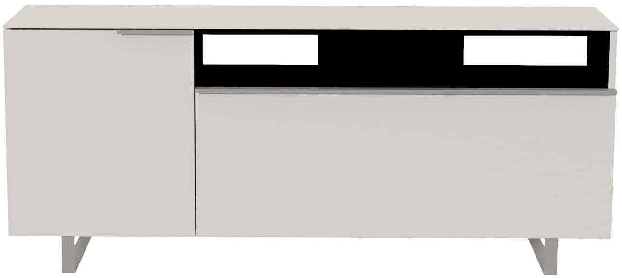 Moderano TV-Lowboard BORMIO Modernes TV-Lowboard in Weiß mit zwei Türen und offenen Fächern, frontale Ansicht