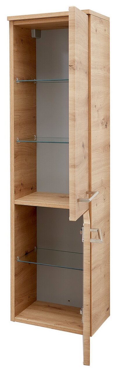 Sadena Midischrank PLAKA Offener Midischrank aus Holz mit Glaseinlegeböden, Frontansicht