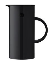 Schwarze Isolierkanne, 0,5 l, Seitenansicht mit Griff und Ausguss