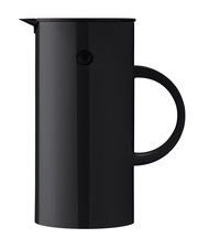 Schwarze Isolierkanne, 0,5 l, Seitenansicht mit Griff und Ausguss