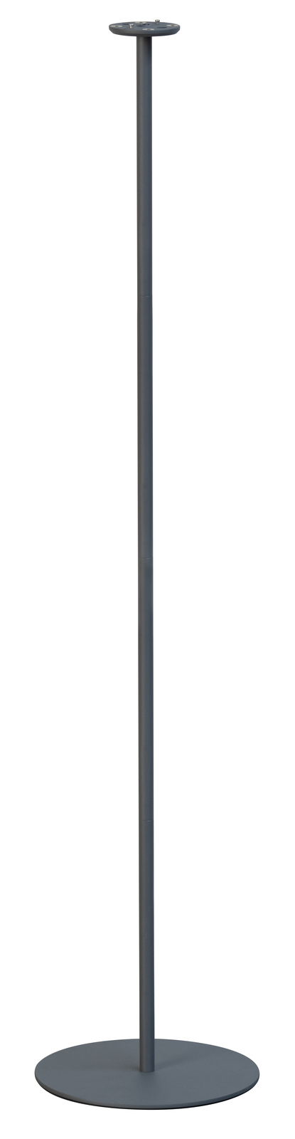 Schwarzes Gestell für Akku-Windlicht, frontal abgebildet, mit rundem Sockel und schlankem Stab.