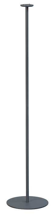 Schwarzes Gestell für Akku-Windlicht, frontal abgebildet, mit rundem Sockel und schlankem Stab.