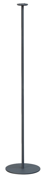Schwarzes Gestell für Akku-Windlicht, frontal abgebildet, mit rundem Sockel und schlankem Stab.