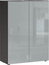 Moderner Schuhschrank mit zwei glänzenden Türen, Frontalansicht