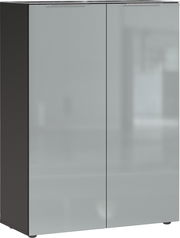 Moderner Schuhschrank mit zwei glänzenden Türen, Frontalansicht