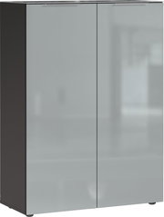 Moderner Schuhschrank mit zwei glänzenden Türen, Frontalansicht