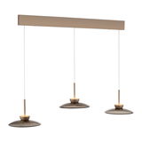 Moderne Pendelleuchte PURE Moon mit drei hängenden Lampenschirmen in einer frontalen Ansicht.